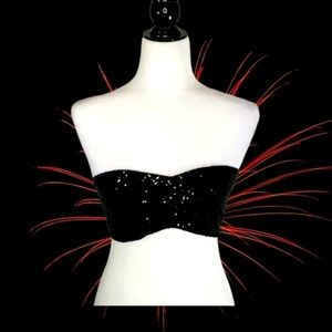 Top Secret Sequin Bandeau Black Size L